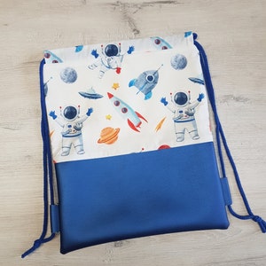 Sac de sport personnalisé avec nom / sac de sport pour enfants / sac de sport pour la maternelle / sac de sport / coton / simili cuir / astronaute grand