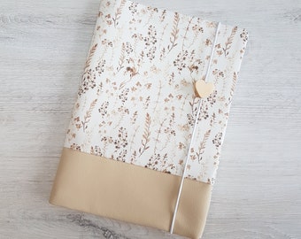 Personalized U-booklet cover with pocket and name / Examination booklet cover / Health booklet cover / Cotton / Faux leather / Brown grasses