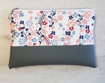 Kosmetiktäschchen / Kosmetiktasche / Tampontäschchen / Kleines Täschchen / Baumwolle / Kunstleder / Blumen / floral