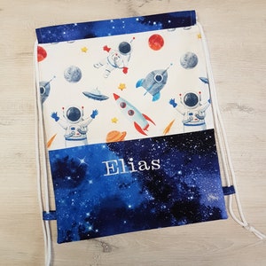 Gym bag personalized with name / children&#39;s gym bag / kindergarten gym bag / sports bag / cotton / astronaut space rocket planets