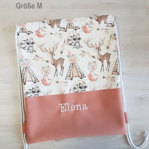 Kinderturnbeutel personalisiert mit Name / Kindergartenturnbeutel / Turnbeutel / Sportbeutel / Baumwolle / Kunstleder / Waldtiere Tiere