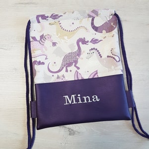 Sac de sport avec nom, sac de sport enfant, sac de sport maternelle, sac à dos, cerf-volant, coton, simili cuir