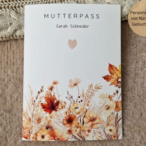 Paspoorthoes voor moeder kan worden gepersonaliseerd met vak + naam / paspoorthoes voor Duitse moeder / beschermhoes voor moeders paspoort / beschermhoes / herfstbloemen