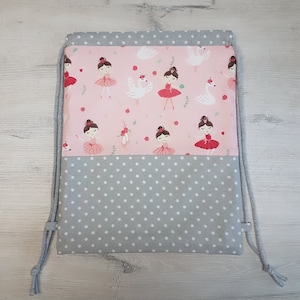 Gym bag personalized with name / children's gym bag / kindergarten gym bag / sports bag / backpack / cotton / ballerina stars