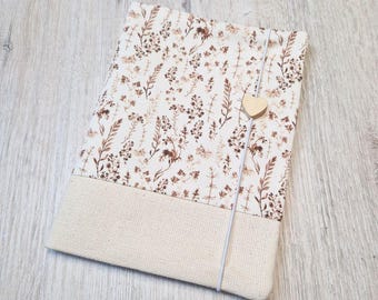 U book cover customizable with compartment and name / examination book cover / health book cover / cotton / canvas / grasses brown cream