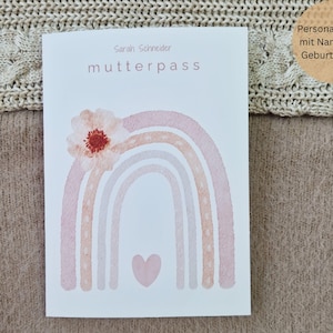 Moeders paspoorthoes kan worden gepersonaliseerd met compartiment + naam / Duitse moeders paspoorthoes / beschermende moeders paspoorthoes / stofhoes / regenboogbloem