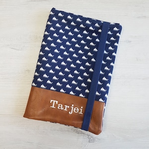 Windeltasche personalisierbar mit Name / Wickeltasche / Feuchttuchfach / Baumwolle / Kunstleder / Wale Tiere maritim