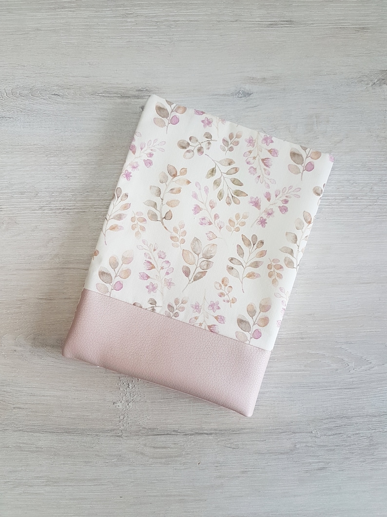 U booklet cover personalized with compartment and name / examination booklet cover / health booklet cover / cotton / faux leather / flowers pink image 9