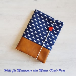 Moederschapspashoes gepersonaliseerd met extra vakje en naam / moeder-kindpashoes / katoen / kunstleer / walvissen maritiem blauw