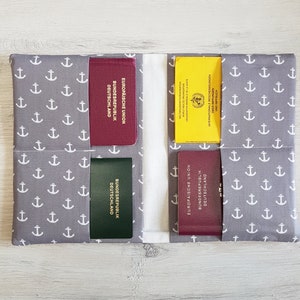 Protège passeport protège carte de vaccination pour 4 passeports étui de voyage ancre maritime