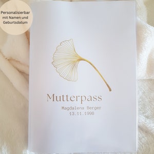 Moederpaspoorthoes gepersonaliseerd met extra vak en naam / moederpaspoorthoes / zwangerschapscadeau / Ginkgo goud minimalistisch