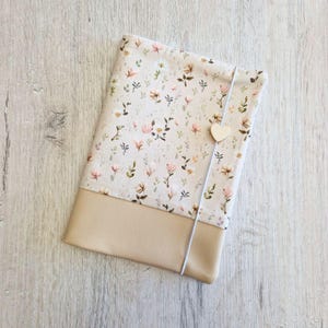 U-boekje omslag gepersonaliseerd met vak en naam / onderzoeksboekje omslag / gezondheidsboekje omslag / katoen / imitatieleer / strooibloemen beige