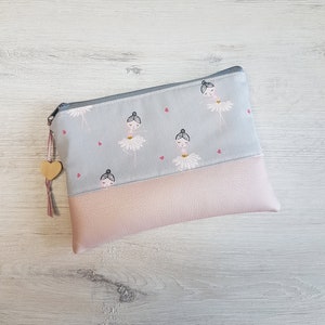 Cosmetic bag customizable with name / cosmetic bag XL / small bag / cotton / faux leather / ballerina small image 3