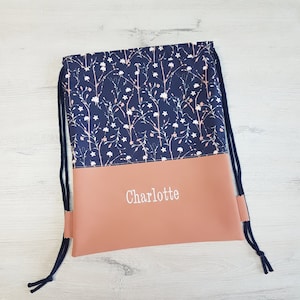Kinderturnbeutel personalisiert mit Name / Kindergartenturnbeutel / Turnbeutel / Sportbeutel / Baumwolle / Kunstleder / Blumen floral