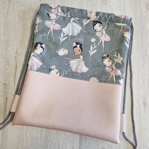 Sac de sport avec nom / sac de sport pour enfants / sac de sport pour maternelle / sac à dos / coton / cuir artificiel / ballerine ballet