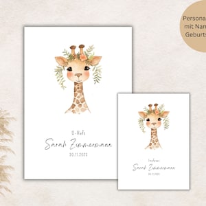 U boekjeshoes / vaccinatiecertificaathoes / zwangerschapspaspoorthoes gepersonaliseerd met onderwerp en naam / gezondheidsboekjeshoes / examenboekjeshoes / giraffe