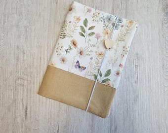 Personalized maternity record book cover with extra pocket and name / Mother and child passport cover / Cotton / Flowers and butterflies