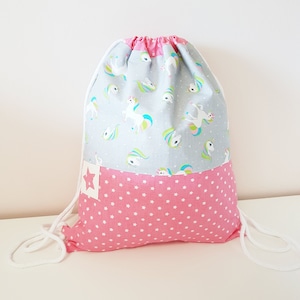 Gym bag personalized with name / children's gym bag / kindergarten gym bag / sports bag / cotton / unicorns stars