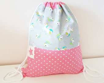 Gym bag personalized with name / children's gym bag / kindergarten gym bag / sports bag / cotton / unicorn stars