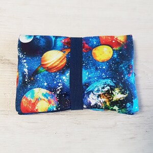Tabaktäschchen, Tabaktasche, Tabakbeutel, Drehtasche, Drehbeutel, Planeten, Weltraum, Weltall