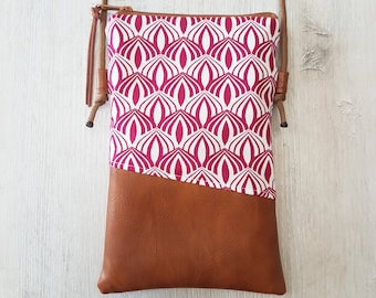 Phone case / Crossbody phone case / Shoulder bag / Cotton / Faux leather / Vegan / Bows red