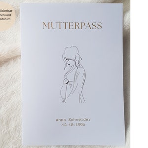 Moederpaspoorthoes gepersonaliseerd met extra compartiment en naam / moederpaspoorthoes / zwangerschapscadeau / babybuiklijntekeningen