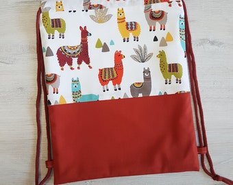 Personalized gym bag / children's gym bag / kindergarten gym bag / sports bag / cotton / llama