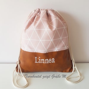 Gym bag with name / children&#39;s gym bag / kindergarten gym bag / backpack / cotton / imitation leather / geometric pink