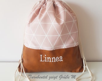 Gym bags, children's gym bags, kindergarten gym bags with names, gym bags, cloth bags, backpacks, geometric, artificial leather