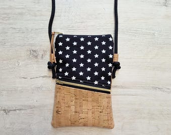 Capa para celular / Capa transversal para celular / Bolsa de ombro / Algodão / Cortiça / Estrelas