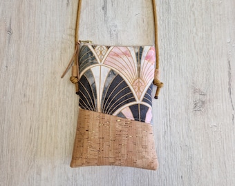 Bolsa para celular / Bolsa para celular de ombro / Crossbody / Bolsa de ombro / Algodão / Cortiça / Laços geométricos