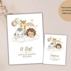 U-boekje omslag + vaccinatiecertificaat gepersonaliseerd met onderwerp en naam / gezondheidsboekje omslag / examenboekje omslag / beschermhoes / babydieren