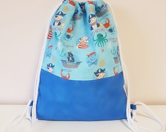 Children's gym bag, kindergarten gym bag, gym bag, gym bag, sports bag, pirates, blue