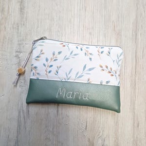 Kosmetiktäschchen personalisiert / Kleines Täschchen / Baumwolle / Kunstleder / Weidenzweig