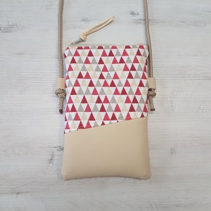 Mobile phone bag / mobile phone bag to hang around / crossbody / shoulder bag / cotton / imitation leather / vegan / triangle colorful
