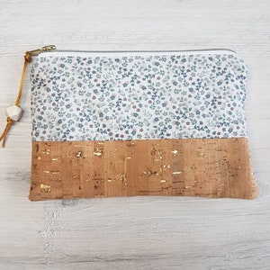 Borsa per cosmetici / Borsa per cosmetici XL / Borsa per assorbenti / Borsa piccola / Cotone / Sughero oro / Fiori floreali