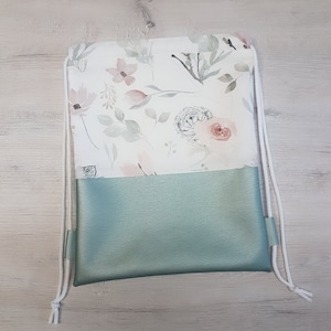 Sac de sport personnalisé avec nom / sac de sport pour enfants / sac de sport pour maternelle / sac à dos / coton / simili cuir / fleurs florales