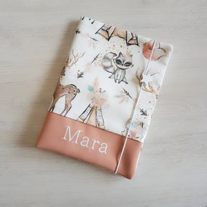U-boekjeshoes gepersonaliseerd met naam / vaccinatiecertificaat / gezondheidsboekjes / examenboekjes / katoen / kunstleer / boho bosdieren
