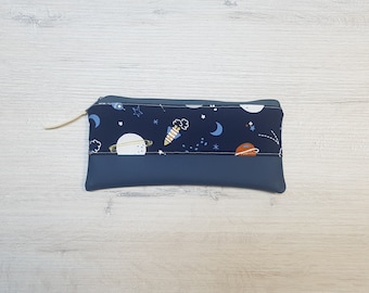 Pencil case personalized with name/pencil case/pencil case/cosmetic pouch/cotton/faux leather/astronaut space