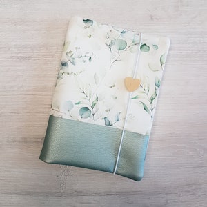 Zwangerschapspashoes gepersonaliseerd met extra vakje en naam / ouder-kindpashoes / katoen / kunstleer / eucalyptusbladeren