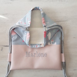 Gym bag with name / children's gym bag / kindergarten gym bag / backpack / cotton / imitation leather / ballerina grey image 4