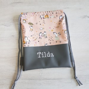 Sac de sport personnalisé avec nom / sac de sport pour enfants / sac de sport pour maternelle / sac à dos / coton / simili cuir / paillettes licorne