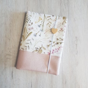 Paspoorthoes voor moeder aanpasbaar met extra vak en naam / paspoorthoes voor moederkind / katoen / kunstleer / grassen / bloemen / bloemen