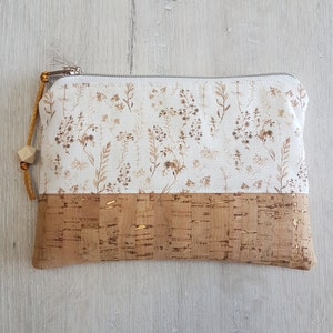 Kosmetiktäschchen personalisierbar mit Name / Kleine Kosmetiktasche / Stiftemäppchen / Federmäppchen / Baumwolle / Kork / Gräser