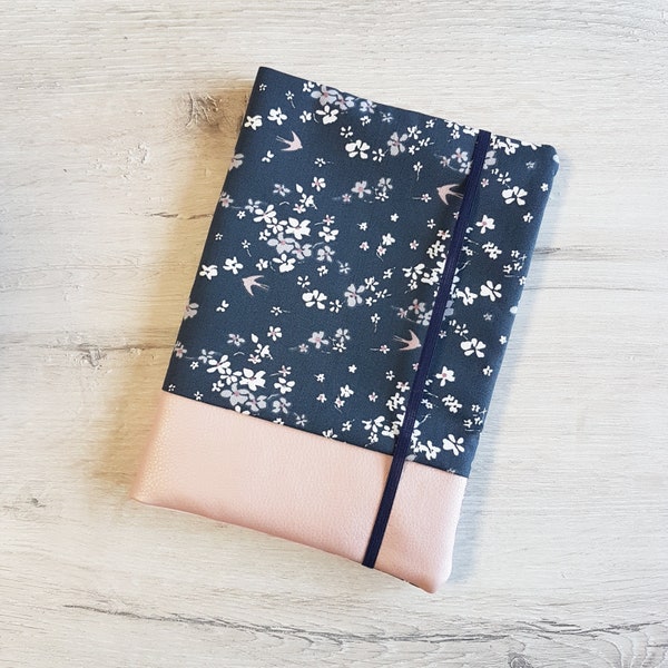 U booklet cover personalized with name/vaccination card/health booklet cover/examination booklet cover/cotton/imitation leather/birds floral
