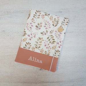 Funda para cartilla U personalizada con compartimento y nombre / certificado de vacunación / funda para cartilla de examen / funda para cartilla sanitaria / algodón / piel sintética / flores
