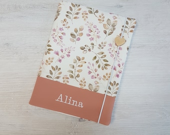 Funda para cartilla U personalizada con compartimento y nombre / certificado de vacunación / funda para cartilla de exámenes / funda para cartilla de salud / algodón / polipiel / flores