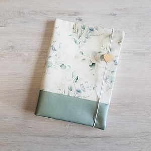 Funda cuadernillo U personalizada con nombre / certificado de vacunación / funda cartilla sanitaria / funda cartilla de examen / algodón / piel sintética / eucalipto