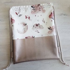 Sac de sport personnalisé avec nom / sac de sport pour enfants / sac de sport pour maternelle / sac à dos / coton / simili cuir / bohème nuages lune