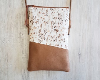 Mobiele telefoon tas / mobiele telefoon tas om rond te hangen / crossbody / schoudertas / kleine tas / katoen / kunstleer / veganistisch / grassen